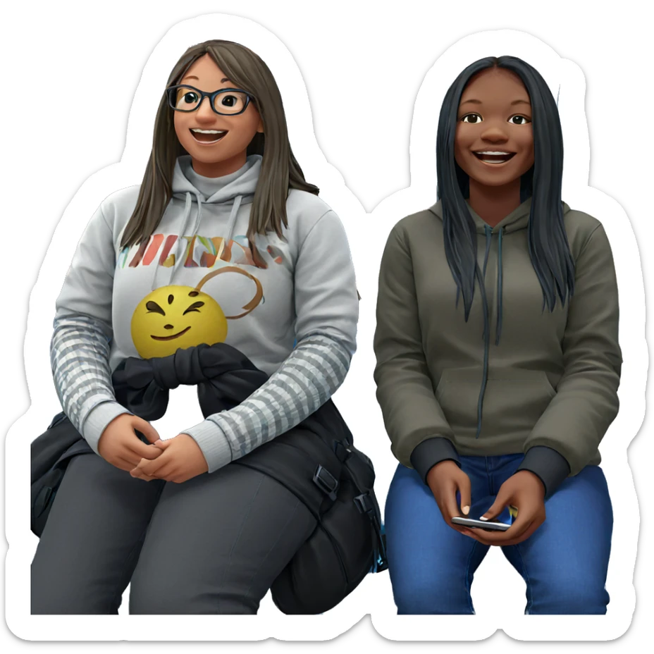 happy girls enjoying the outdoors sticker