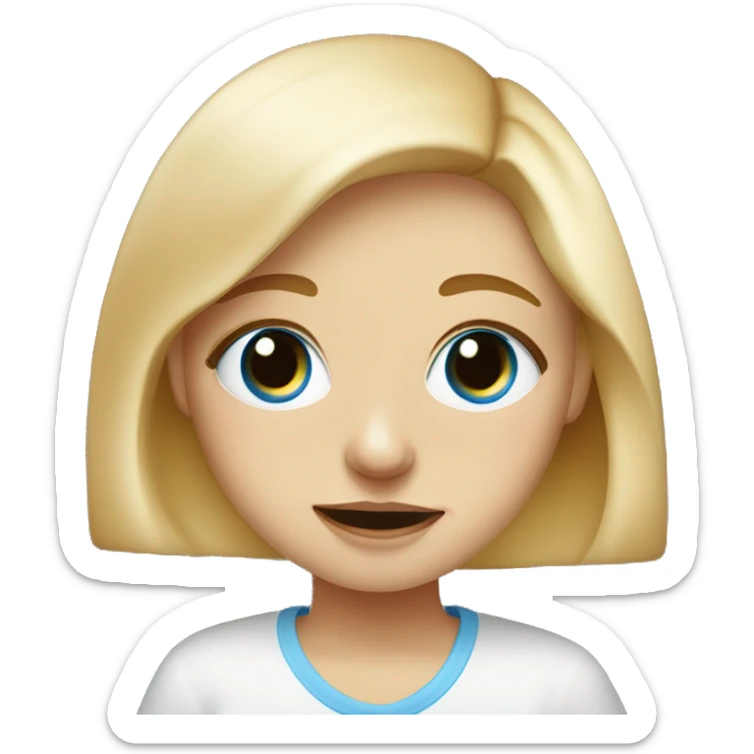A blonde Blue eyed girl with freckles in her Face eats Porridge  sticker