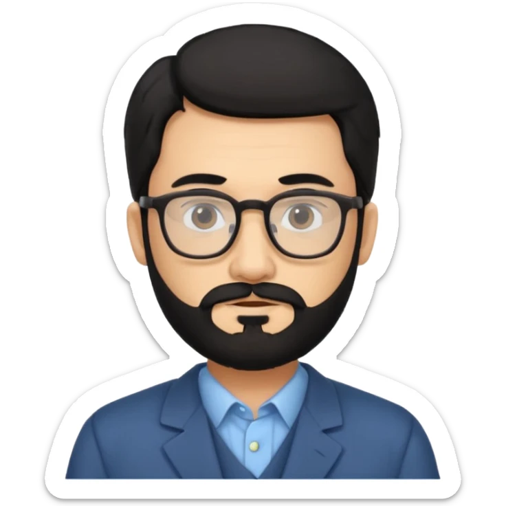 Professor in the la casa de papel TV show, with black hair and beard sticker