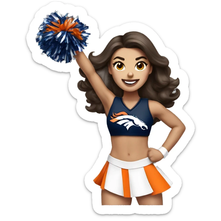 nfl glamourous cheerleader, brunette hair, cheering, Denver broncos  sticker