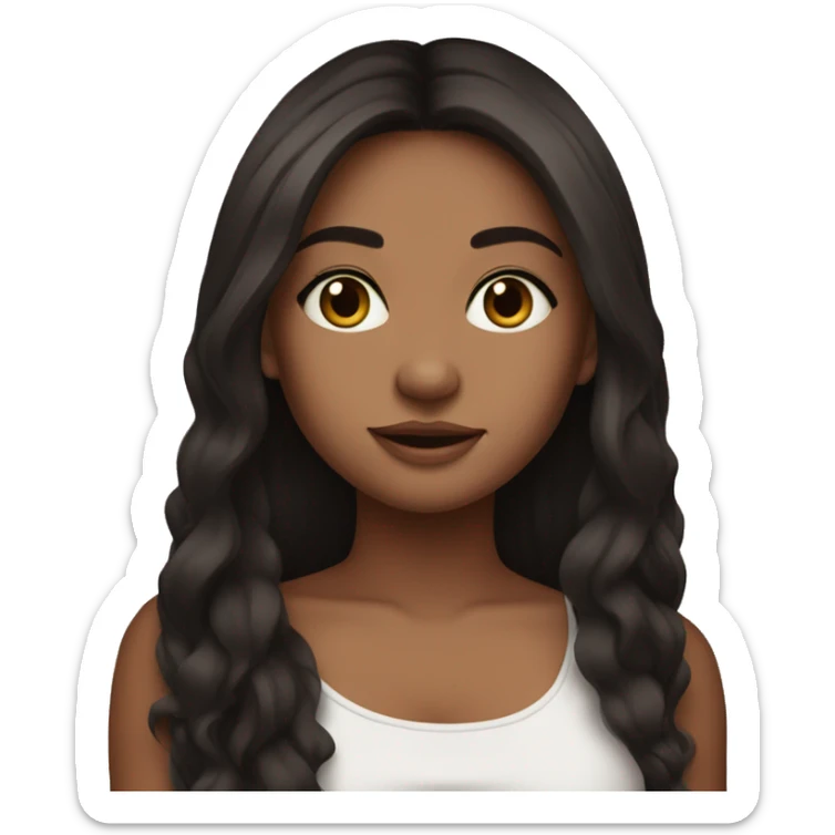 hot cute girl with long dark brown hair wearing crop top sticker