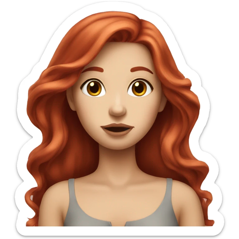 Red hair girl, with long hair, big lips sticker