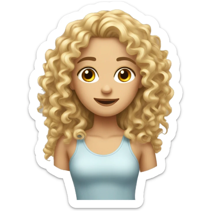 blonde curly girl at the side her friend brune sticker