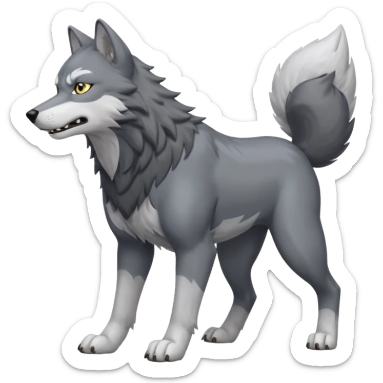 Toony Ginga Nagareboshi Gin/Silver Fang the wolf (full body) (feral) (4 legs) (canine) sticker