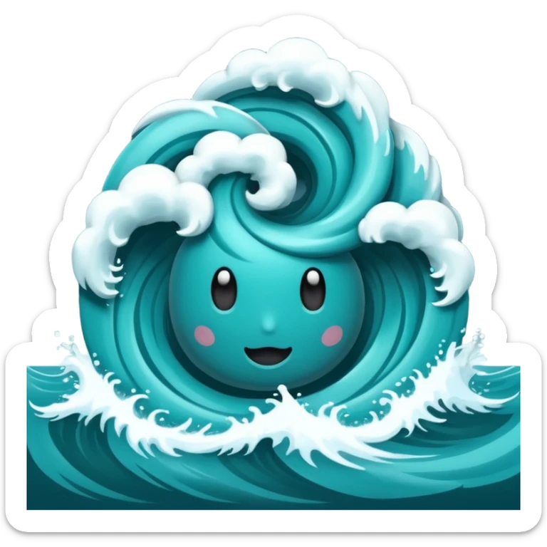 Swirl storm coming out of the water mark the colur teal sticker