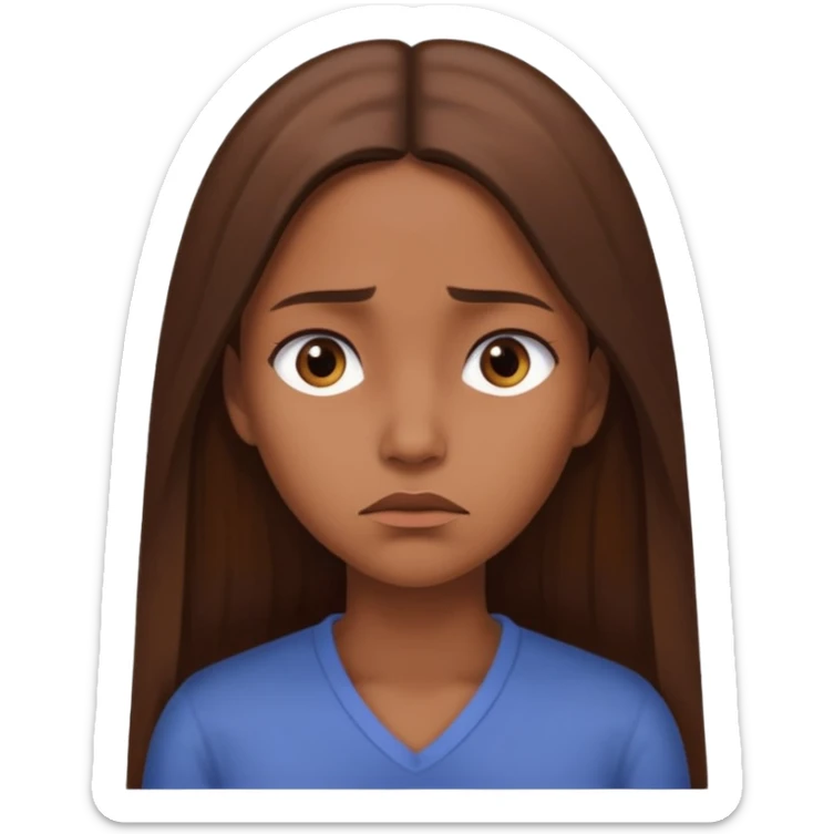 create a woman with brown long sthaight hair who is thinking that she is a bad person sticker