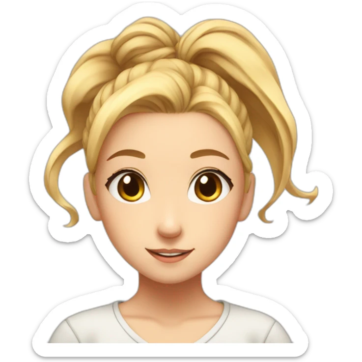 anime-inspired young girl with radiant golden blonde hair tied in a ponytail sticker