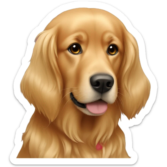 Red golden retriever and girl with blonde hair and brown eyes sticker