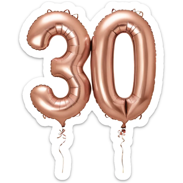 Rose gold number 30 balloon  sticker