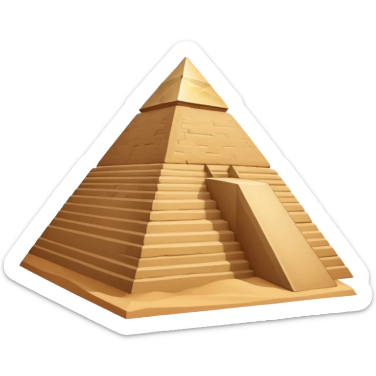 An emoji of the ancient Egyptian Great Pyramid of Giza. It is a large, triangular structure made of stone blocks against a desert background. sticker