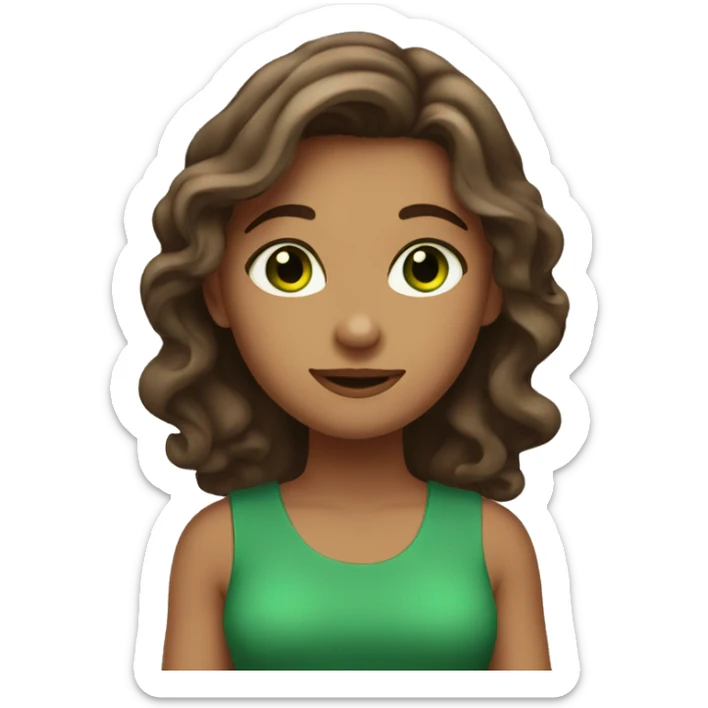 Taned girl with waivy brown hair and green eyes sticker