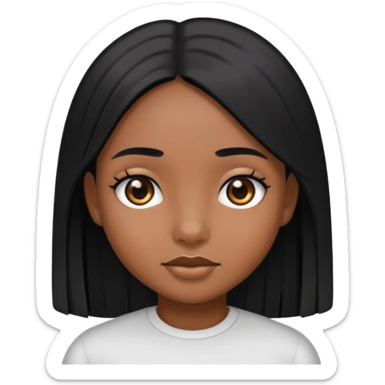 A girl with Black eyes and long straight black hair and brown skin sticker