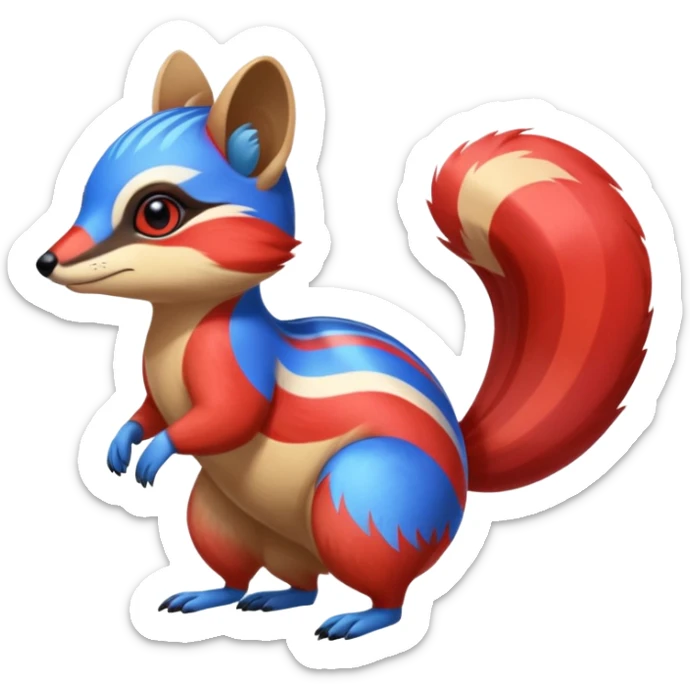 Shiny Colorful Red and Blue exotic Numbat-Quilava-fusion (full body) sticker