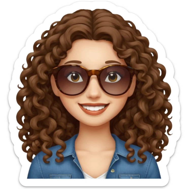 Girl with long curly hair, sunglasses sticker