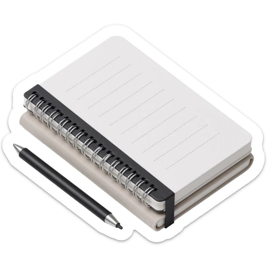composition notebook, black and white marbled sticker