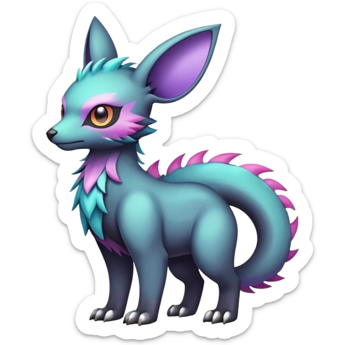 cool colorful dark pastel edgy fantasy animal hybrid Fakemon full body sticker