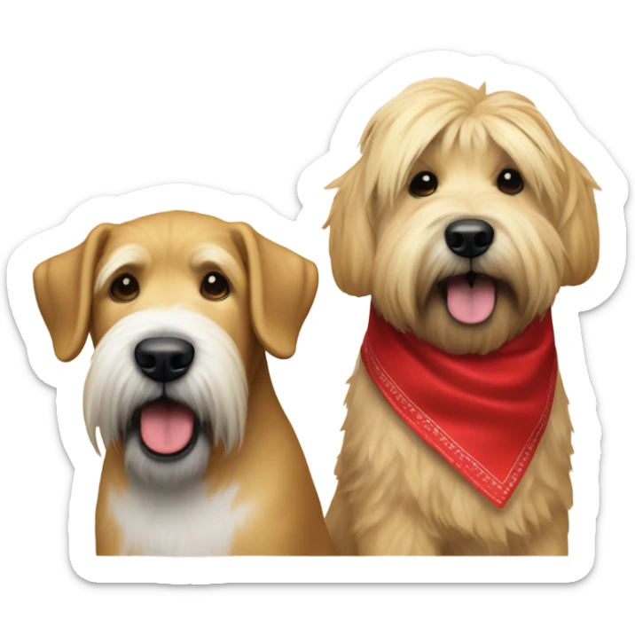 Donald trump and wheaten terrier wearing a red bandana sticker