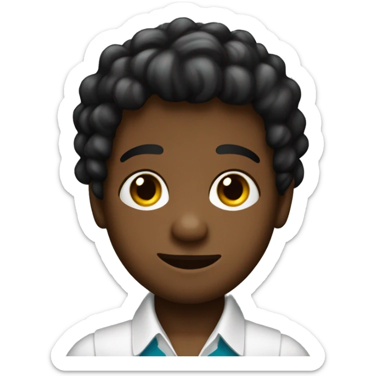 Un niño pelo negro, ojos marrones, traje marina. En la mano lleva un libro enrollado  sticker