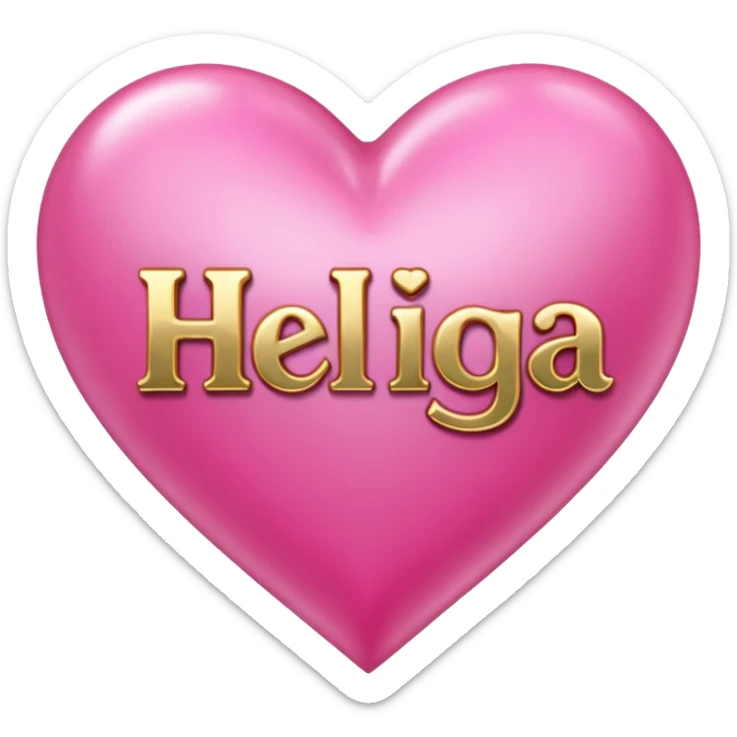 In pink heart,the gold inscription "Helga" in large letters sticker