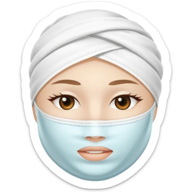 a cloth of white skincare beauty mask pack for face, except on the face, just only product sticker