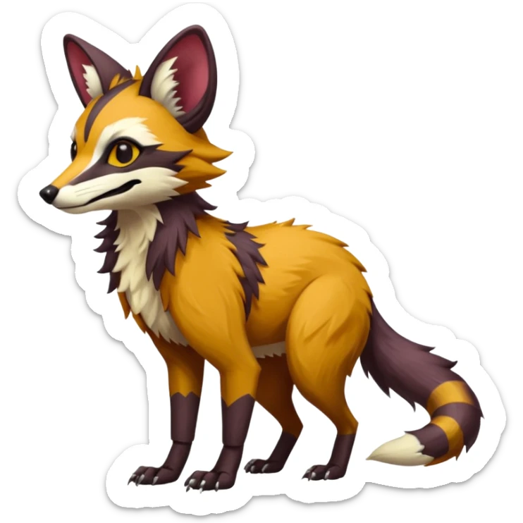 Genet-Wolverine-Marsupial-Maned-Wolf-Possum-Vernid-Sergal-Fakémon-hybrid, by LiLaiRa-griffsnuff, full body sticker