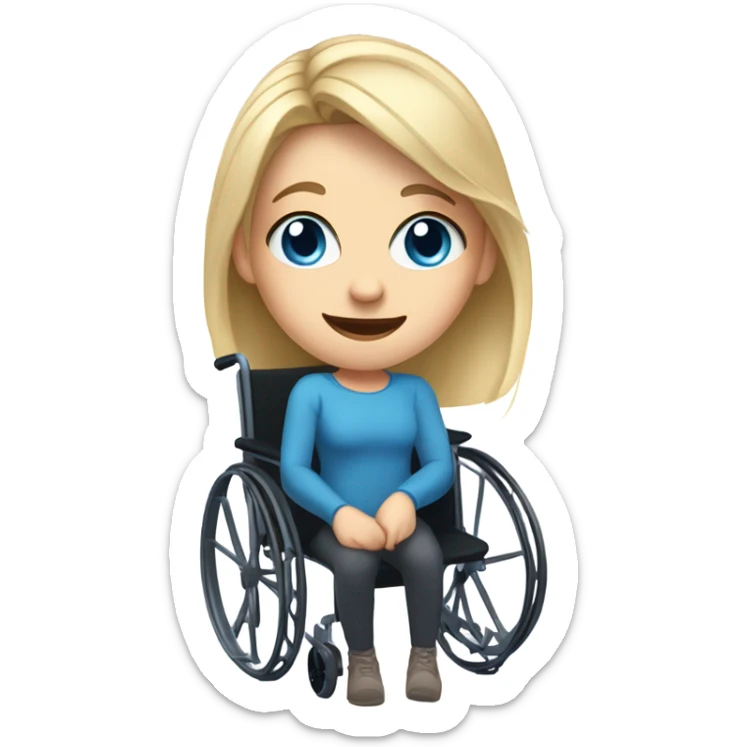 Screaming white girl with blonde hair and blue eyes in wheel chair taking selfies sticker