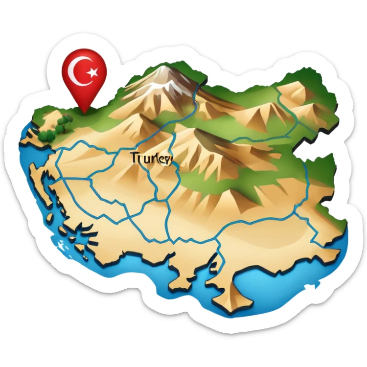 map of turkey transparent background but the outline of the map of turkey in black  sticker