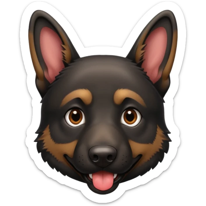 cartoon style dark German Shepherd dog with longer tongue hanging out  sticker