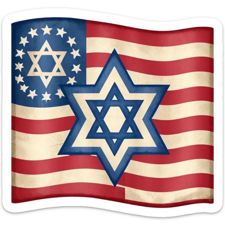 United States flag with a swastika symbol and star of david symbol on the flag sticker