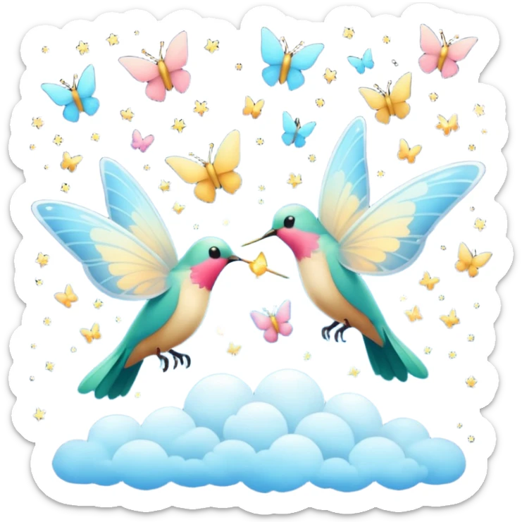 Más allá donde Cantan y danzan las mariposas y los colibrís resuenan los cantos del cielo (emmi), sticker