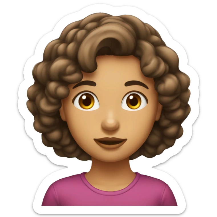 Menina com cabelo liso ondulado,castanho escuro, cabelo levemente de lado grande  sticker