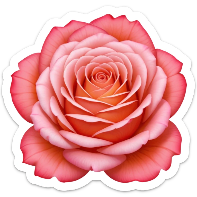 Still life realistic Colorshifting pale pink, to bright pink, to bright coral orange rose head only sticker