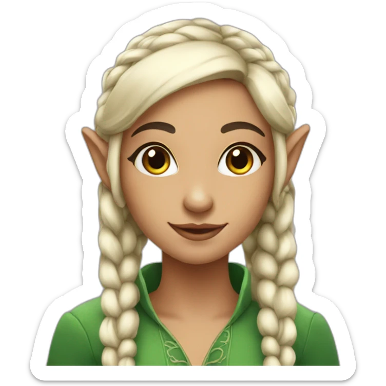 Beautiful elf girl with black hair and braids sticker