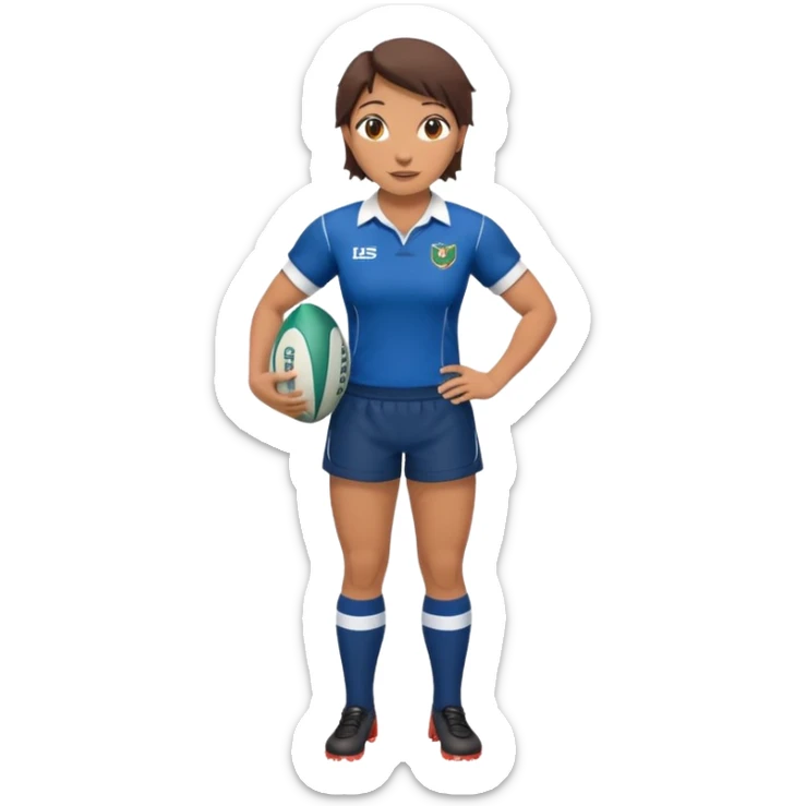Disfraz de jugadora de rugby de cuerpo entero femenino y feliz sticker
