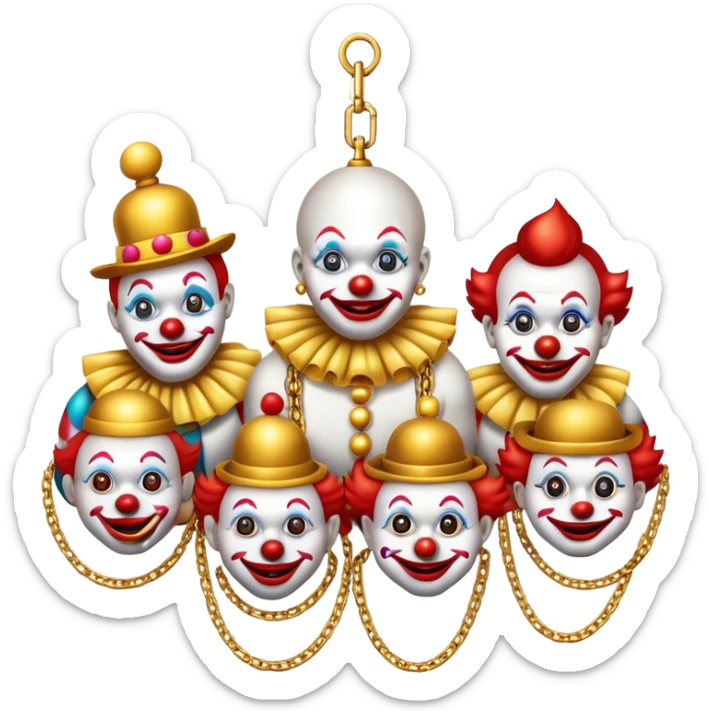Vip zone full of playing clowns with golden chain on the neck. full height  sticker