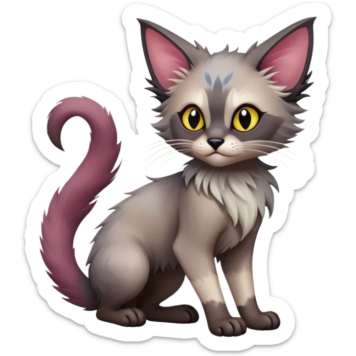 Colorful exotic Fantasy-Ragdoll-Fakémon-Lykoi-feline-hybrid (full body) sticker