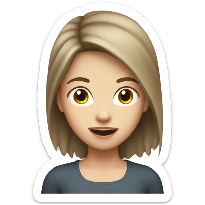 Girl with white skin and brown hair, side profile with mouth open sticker