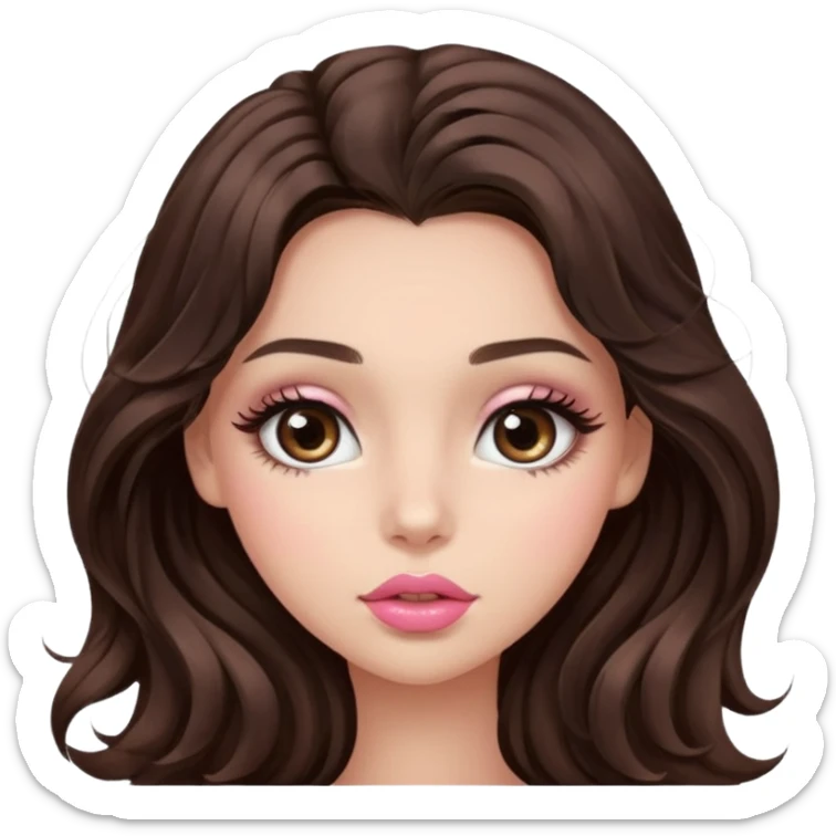 big brown eye very long lashes wavy dark brown hair wheat skin beautiful kissed girl  sticker