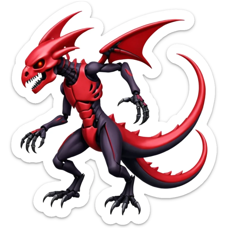 Shiny Futuristic Badass Edgy Dark Evil Spectral Dusky Spooky Skull-faced Cool Hot Stylish Handsome Salandit-Darkrai-Genesect-Fakémon-fusion (full body) sticker