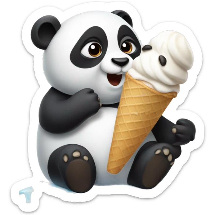 Panda eating ice cream sticker