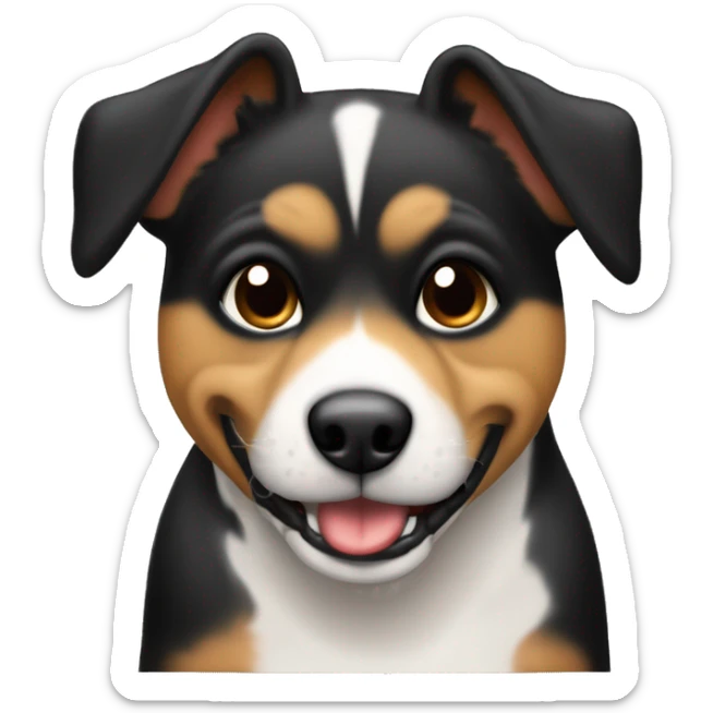 Perro Pincher, gordito y viejito con la lengua fuera, color negro y canas  sticker