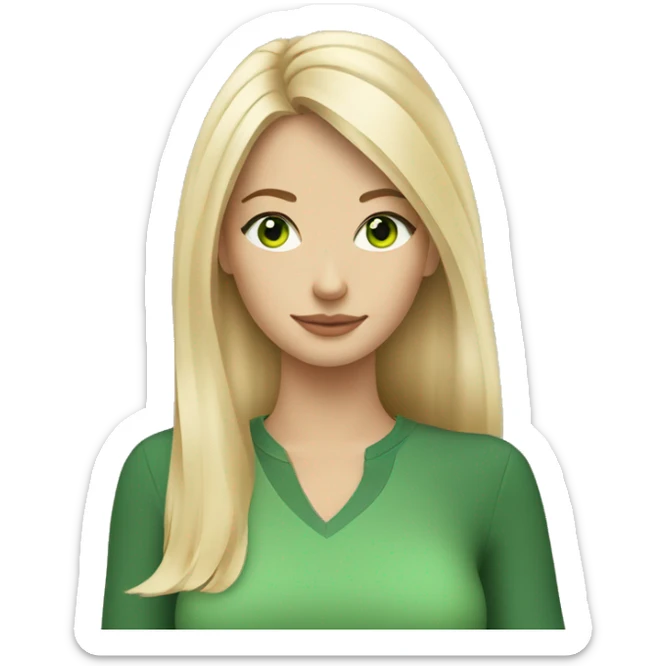 Fair blonde girl with green eyes sipping tea shoulder length hair sticker