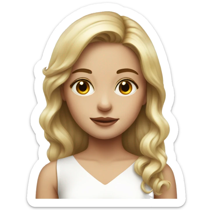 realistic portrait of a girl white dress sticker