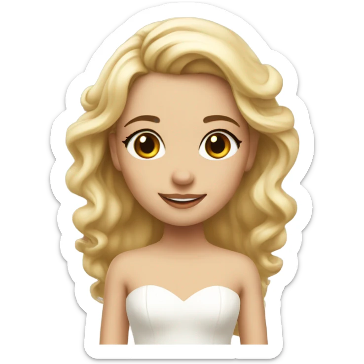 Beautiful finished blonde girl with from height cutest wedding dress sticker