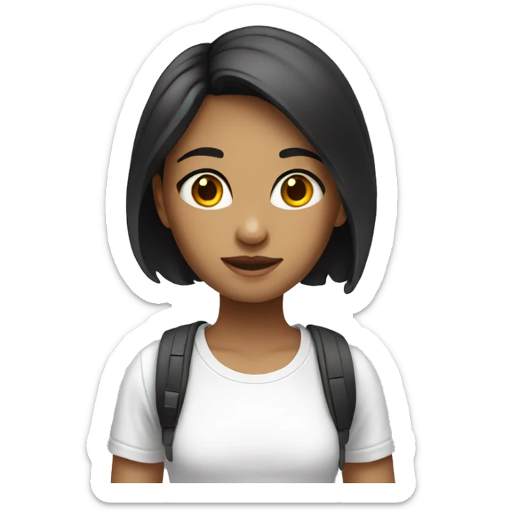 Girl with dark hair in white t-shirt  sticker