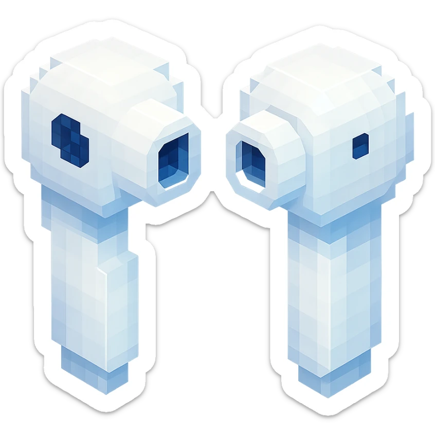 white EarPods headphones with a matte finish and subtle glow sticker