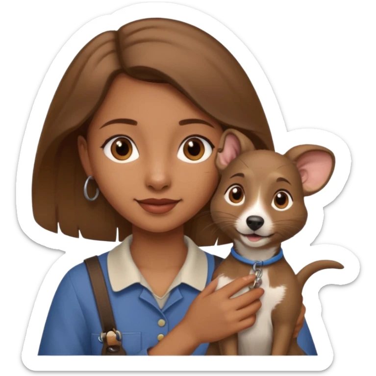 girl with brown eyes and light brown hair with an Andalusian rat-catcher dog sticker