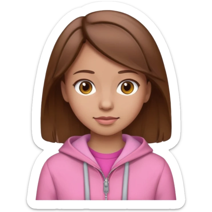 pink wearing girl with brown hair sticker