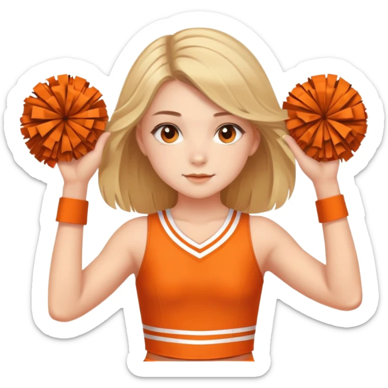 - Nữ
- 15 tuổi
- Da trắng
- Tóc gọn gàng, ngang vai
- Lập dị, khó gần
- Mặc áo cổ vũ cam
 sticker