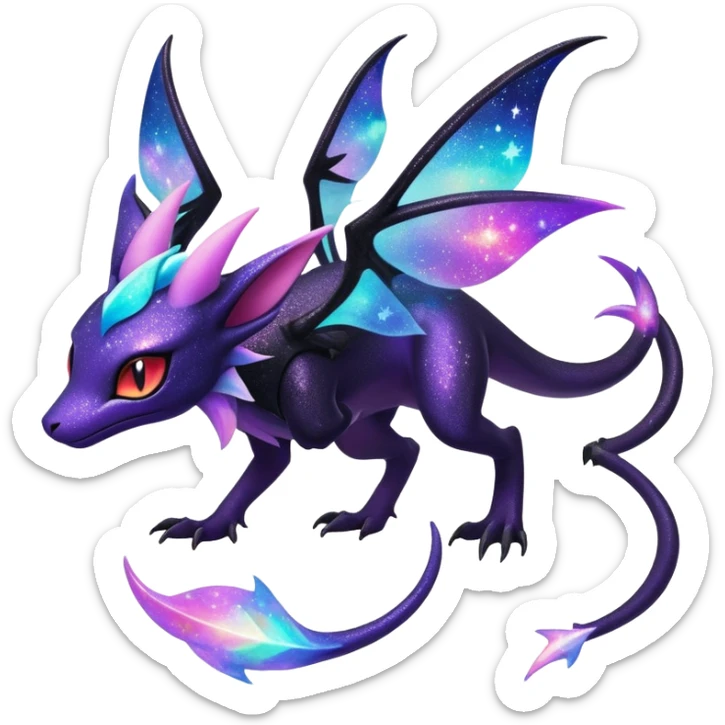 Shiny Ethereal Celestial Nebulae Salandit-Noivern-Espeon-Hybrid (Full body) sticker